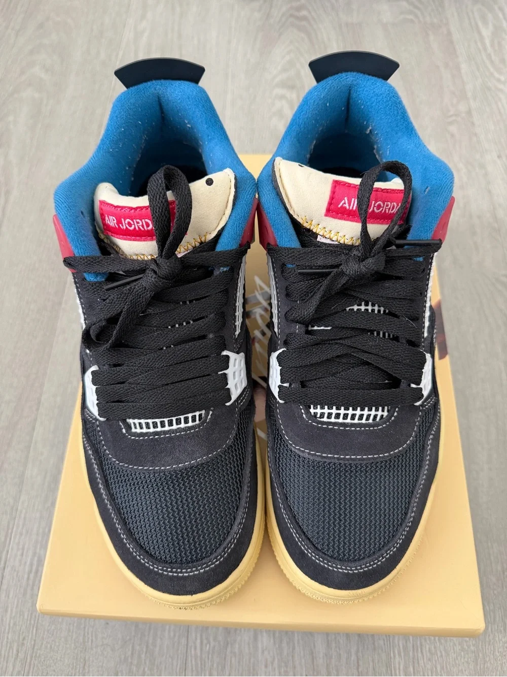 Jordan Men's Black, Blue & Cream Low-Top Sneakers with Pink Accents